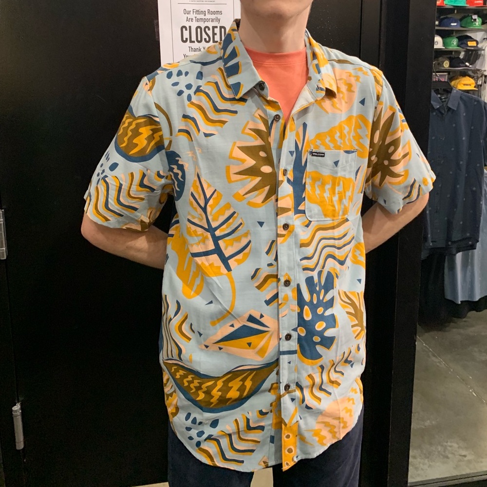 Volcom Scrap Floral Short Sleeve Shirt (Sea Glass)